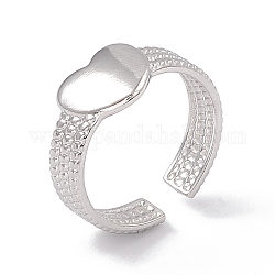 304 anello per polsino aperto a cuore in acciaio inossidabile da donna, colore acciaio inossidabile, diametro interno: 17mm