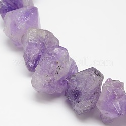 Natural Amethyst Bead Strands, Polished, Nuggets, Medium Purple, 13~15x10~15x10~15mm, Hole: 1mm, about 16inch