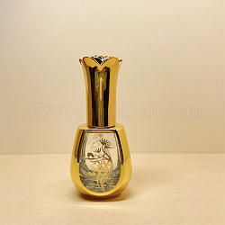 Botellas de spray de bomba de vidrio con patrón de rosa, botella recargable de perfume, dorado, capacidad: 10ml (0.34fl. oz)