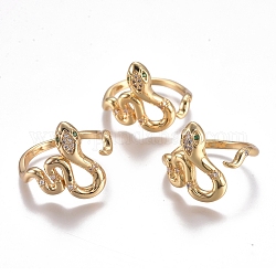 Micro allanar anillos de latón manguito de óxido de circonio cúbico, anillos abiertos, Plateado de larga duración, serpiente, dorado, tamaño de 7, diámetro interior: 17 mm