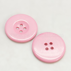 Botones de resina, teñido, plano y redondo, rosa, 13x2mm