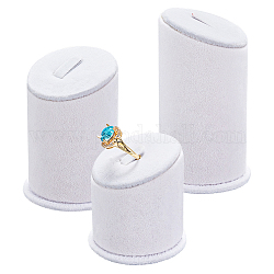 3 pièce de 3 tailles de peluches recouvertes de présentoirs à anneaux en PVC, support de stockage à anneau unique en colonne, blanc, 5.7x6.3~10.2 cm, 1pc / taille