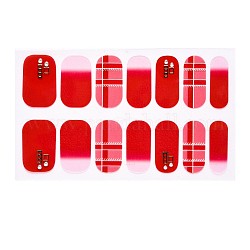 Full Cover Nombre Nail Stickers, Self-Adhesive, for Nail Tips Decorations, Red, 24x8mm, 14pcs/sheet