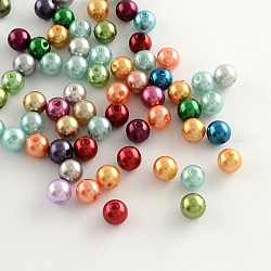 Perles rondes en plastique ABS d'imitation perle, couleur mixte, 12mm, Trou: 1.5mm, environ 608 pcs/500 g