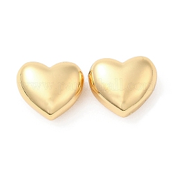 Abalorios de latón, corazón, real 18k chapado en oro, 10x11.5x6mm, agujero: 1.2 mm
