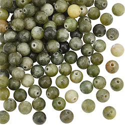 Olycraft 2 hebras de cuentas de jade verde chino natural hebras, taiwán jade, redondo, 6mm, agujero: 1 mm, aproximamente 58~60 pcs / cadena, 15 pulgada (38.1 cm)