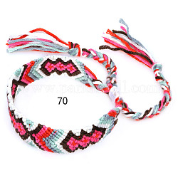 Armband aus geflochtener Baumwolle mit Rautenmuster, Ethnisches Stammes-verstellbares brasilianisches Armband für Frauen, Fuchsie, 5-7/8~14-1/8 Zoll (15~36 cm)