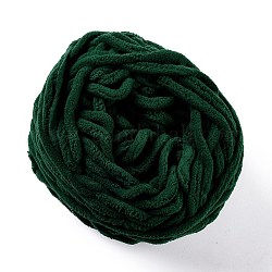 Мягкая пряжа для вязания крючком, толстая пряжа для шарфа, пакет, изготовление подушек, темно-зеленый, 7~8 мм, 65.62 ярд (60 м) / рулон