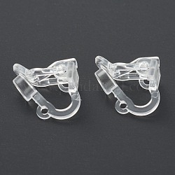 Fornituras de plástico ecológicas para pendientes con clip, para los oídos no perforado, Claro, 12.5x13.5x9mm, agujero: 1.2 mm