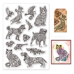 GLOBLELAND Pattern Pets Clear Stamps for DIY Scrapbooking Dogs Cats Birds Silicone Stamp Seals Transparent Stamps for Cards Making Photo Album Journal Home Decoration 6.3×4.33inc
