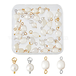 Superfindings 40 connecteur de pendentif en perles d'imitation 4 styles de perles d'eau douce naturelles avec anneaux ouverts, breloques de forme irrégulière pour collier, bracelet, fabrication de bijoux, Trou: 2~3.6mm