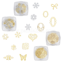 Sunnyclue 4 коробки 2 стиля полые латунные кабошоны, шпильки для ногтей, ногтей декоративные аксессуары, золотые, 2 коробки / стиль