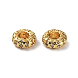 Rack Plating Brass Micro Pave Cubic Zirconia Beads, Cadmium Free & Lead Free, Long-Lasting Plated, Ring, Golden, 7.5x3mm, Hole: 3mm