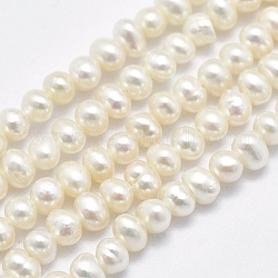 Fili di perle di perle d'acqua dolce coltivate naturali, patata, beige, 3~4mm, Foro: 0.8 mm, circa 128pcs/filo, 15.3 pollice (39 cm)