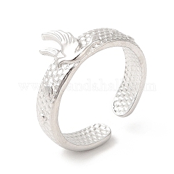 201 anillo de puño abierto de acero inoxidable, anillo de dedo de pájaro para mujer, textura de panal, color acero inoxidable, nosotros tamaño 6 1/4 (16.8 mm), 4~9mm