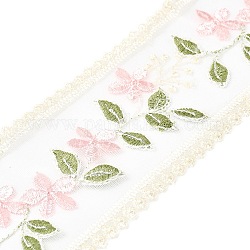 Borde de encaje de poliéster bordado de 10 yarda Gorgecraft, para coser decoración artesanal, flor, blanco antiguo, 3-3/8~3-3/4 pulgada (85~95 mm)