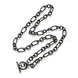 Unisex 304 Stainless Steel Figaro Chain Necklaces, with Toggle Clasps, Electrophoresis Black, 20.47 inch(52cm)