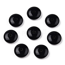 Opaque Acrylic Beads, Flat Round, Black, 10x4mm, Hole: 1.8mm, about 2170pcs/500g