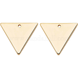 Encantos de latón, triángulo, real 18k chapado en oro, 14x12x1mm, agujero: 0.5 mm, 30 unidades / caja