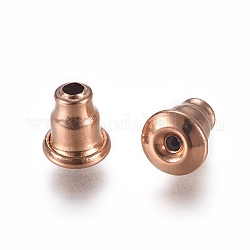 304 Stainless Steel Bullet Earring Backs, Ear Nuts, Rose Gold, 6x5mm, Hole: 0.8mm