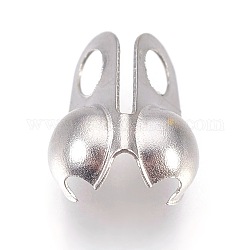 304 Stainless Steel Bead Tips, Calotte Ends, Clamshell Knot Cover, Stainless Steel Color, 9.5x6mm, Hole: 2mm, Inner Diameter: 4mm