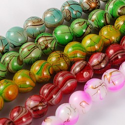 Drawbench Glass Round Bead Strands, Spray Painted Style, Mixed Color, 4~5mm, Hole: 1mm, about 224pcs/strand, 31.5inch