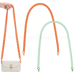 Wadorn 2 pièces 2 couleurs acrylique curban chaîne sac sangles, avec fermoir pivotant en alliage et anneaux à ressort, pour accessoires de remplacement de poignée de sac, couleur mixte, 127 cm, 1 pc / couleur
