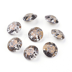 Apuntado hacia atrás & dorso plateado Diamante de imitación de cristal Cabujones, Grado A, facetados, plano y redondo, pátina negra, 8x4.5mm