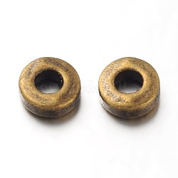 Perles en alliage de style tibétain, sans plomb et sans cadmium et sans nickel, donut, bronze antique, 6x2mm, trou: 2.5 mm.