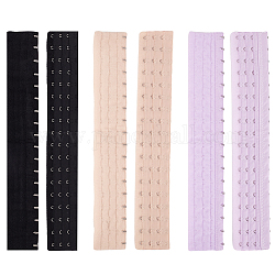 Benecreat 6 Stück 3 Farben elastische Korsettverlängerung, Elastischer Korsett-Verlängerer aus Polyester, 3 Reihe mit 18 Haken-BH-Verstellern mit Edelstahlringen und -haken, für Korsett-Shapewear-Taille