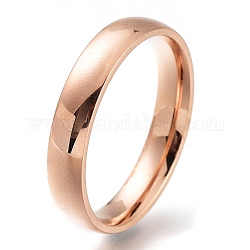 304 палец кольца из нержавеющей стали, простые кольца, розовое золото , размер США 7, внутренний диаметр: 17 мм