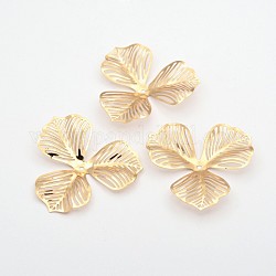 3-petalo protezioni tallone fiore cremagliera placcatura di ferro, oro chiaro, 46x47x0.3mm, Foro: 2 mm