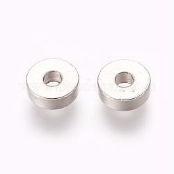 Perles séparateurs en laiton, rondelle, platine, 6x2mm, Trou: 2mm