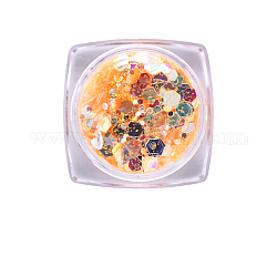 Glänzendes Nail Art Dekorationszubehör, mit Glitzerpulver und Pailletten, diy sparkly paillette Tipps Nagel, orange, 0.1~3.5x0.1~3.5 mm, ca. 1 g / Kasten