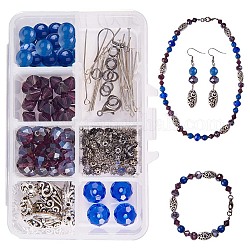 Fabrication de colliers de bricolage sunnyclue, avec pinces de homard en perles de verre et en alliage de zinc faites main, alliage perles en filigrane, perles en verre et bouts de perles en fer, couleur mixte, 11x7x3 cm