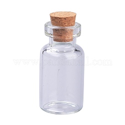 Bouteilles en verre, avec bouchon en liège, souhaitant bouteille, perle conteneurs, clair, 1.55x3.1 cm