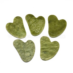 Planches de gua sha en jade chinois naturel, grattage des outils de massage, outils pour le visage gua sha, cœur, 80~82.5x59~62.5x4~6mm