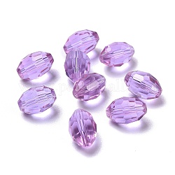 Perle di cristallo austriache imitazione di vetro, sfaccettato, ovale, orchidea, 15x9mm, Foro: 0.8~1.4 mm
