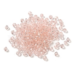 Perles en verre transparentes, facette, Toupie, rose, 3.5x3.5x3mm, Trou: 0.8mm, 720 pcs / sachet.