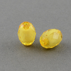 Transparent Acrylic Beads, Bead in Bead, Faceted, Oval, Goldenrod, 19x12mm, Hole: 4mm, about 330pcs/500g