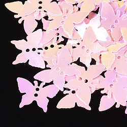 Ornament Zubehör, PVC-Kunststoff paillette / Pailletten Perlen, Schmetterling, rosa, 12x17x0.4 mm, Bohrung: 1.2 mm, ca. 9000 Stk. / 500 g
