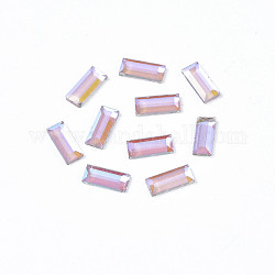 Cabochons de strass en verre, accessoires nail art de décoration, facette, rectangle, lilas, 7x3x1mm