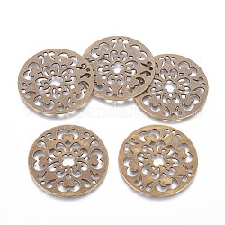 Tibetischen Stil Verbinder/Normale Links, Flachrund, Bleifrei und cadmium frei, Antik Bronze, ca. 48 mm Durchmesser, 1 mm dick