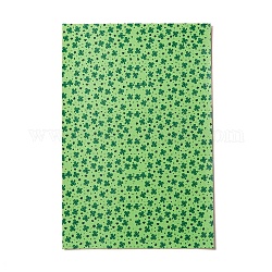 Pu-Leder Stoff, Bekleidungszubehör, für DIY, Kleemuster, grün, 30x20x0.1 cm