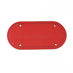 Fond de sac ovale en cuir pu, pour sac à tricoter, accessoires de bricolage fait main, rouge, 252x122x9.5mm, Trou: 4.5mm