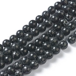 Chapelets de perles en turquoise synthétique, teinte, ronde, noir, 10mm, Trou: 1.4mm, Environ 38 pcs/chapelet, environ 15 pouce