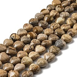 Chapelets de perles en jaspe avec images naturelles, cœur, 10x10.5~11x6mm, Trou: 1.2mm, Environ 40 pcs/chapelet, 15.35'' (39 cm)