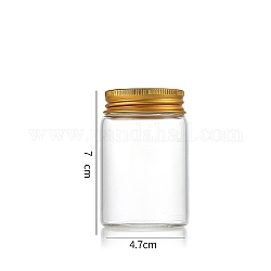 Säulenglas-Perlenaufbewahrungsröhrchen mit Schraubverschluss, Klarglasflaschen mit Aluminiumlippen, golden, 4.7x7 cm, Kapazität: 90 ml (3.04 fl. oz)