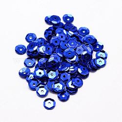 プラスチックスパンコールビーズ  半カップ状のスパンコールビーズ  中ハート孔  ブルー  6~7x0.5mm  穴：1mm