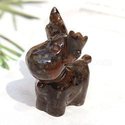 Figurines de cerf de guérison sculptées en obsidienne d'acajou naturel de noël, Décorations d'affichage en pierre d'énergie reiki, 20~30mm